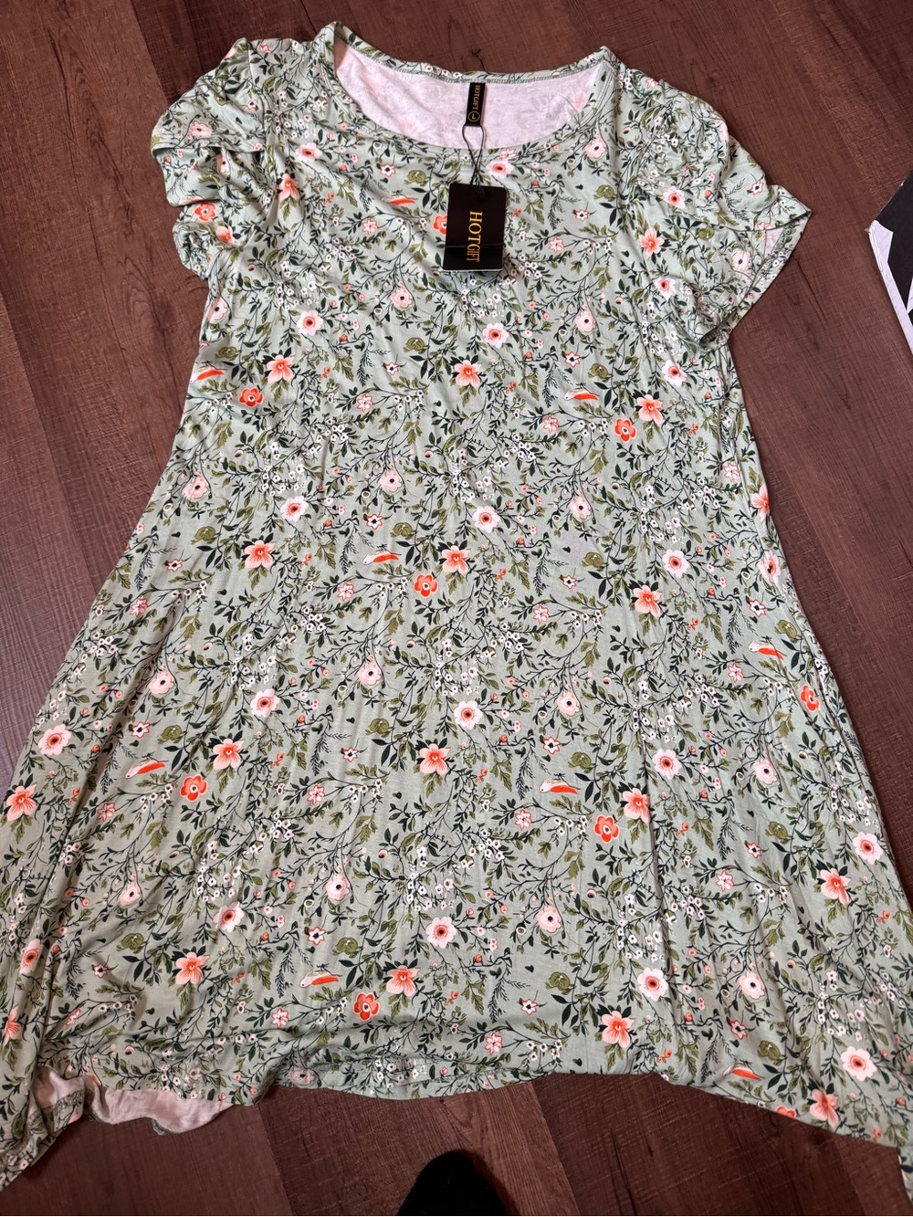 Hotgift Floral Green Swing Dress